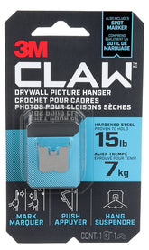 3M 3PH15M-1EF Picture Hanger, 15 lb, Steel, Drywall Mounting